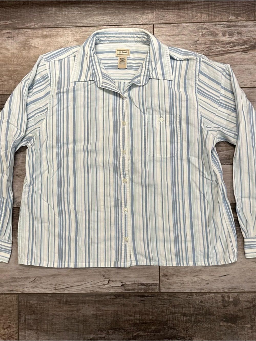 L.L. Bean Women’s Light Blue Striped Button-Up Shirt